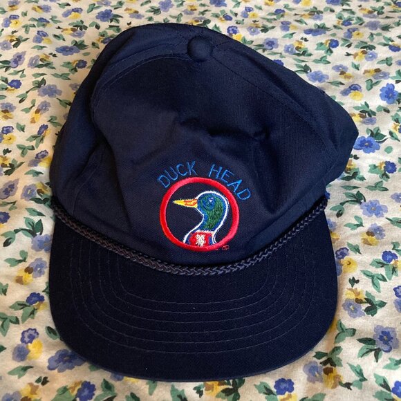 Vintage Duck Head Rope Hat – Navy Blue Embroidered Duck Logo Cap - Picture 1 of 6